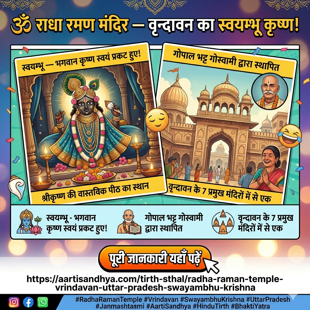 राधा रमण मंदिर वृंदावन | स्वयंभू कृष्ण मूर्ति उत्तर प्रदेश