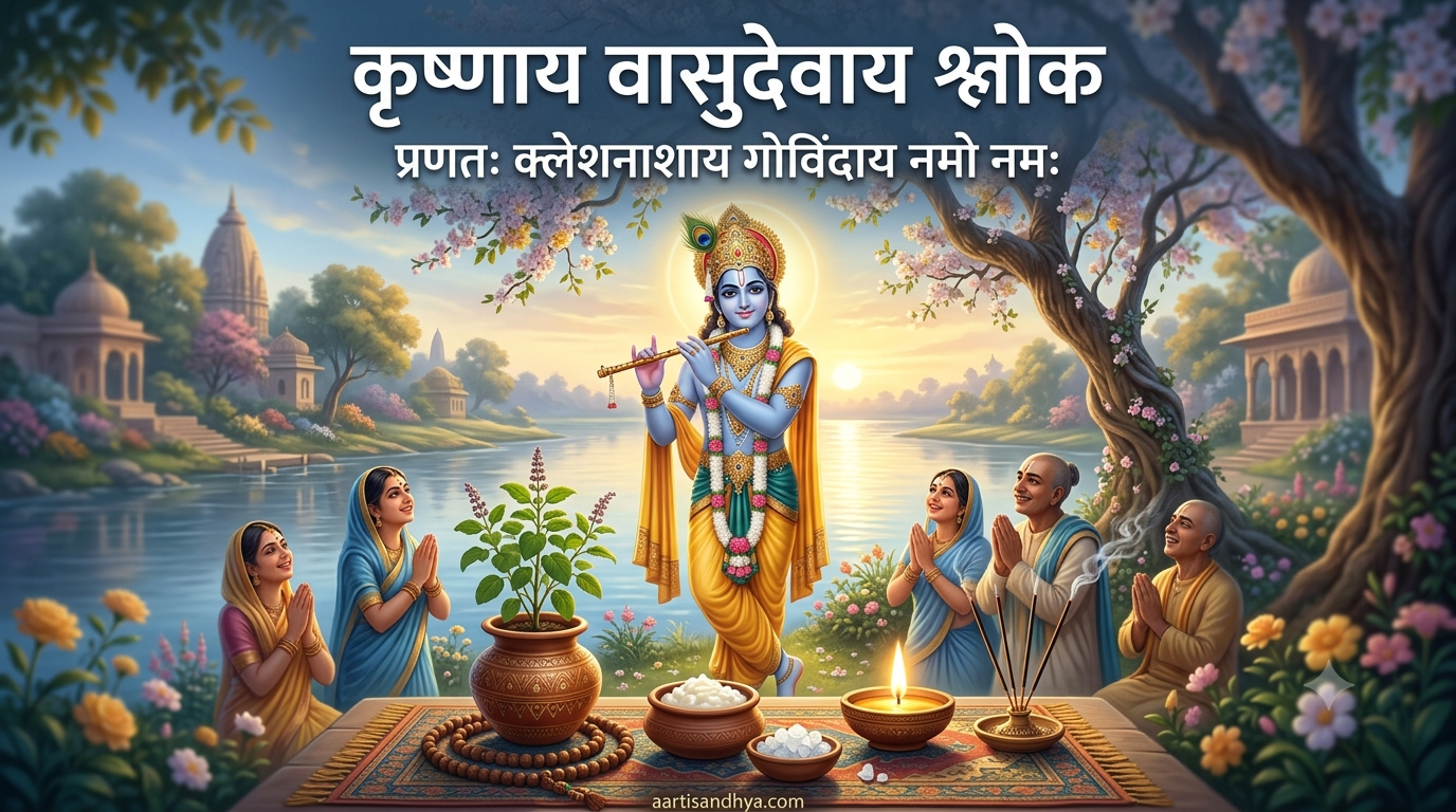 Krishnaya Vasudevaya Haraye Paramatmane Shloka